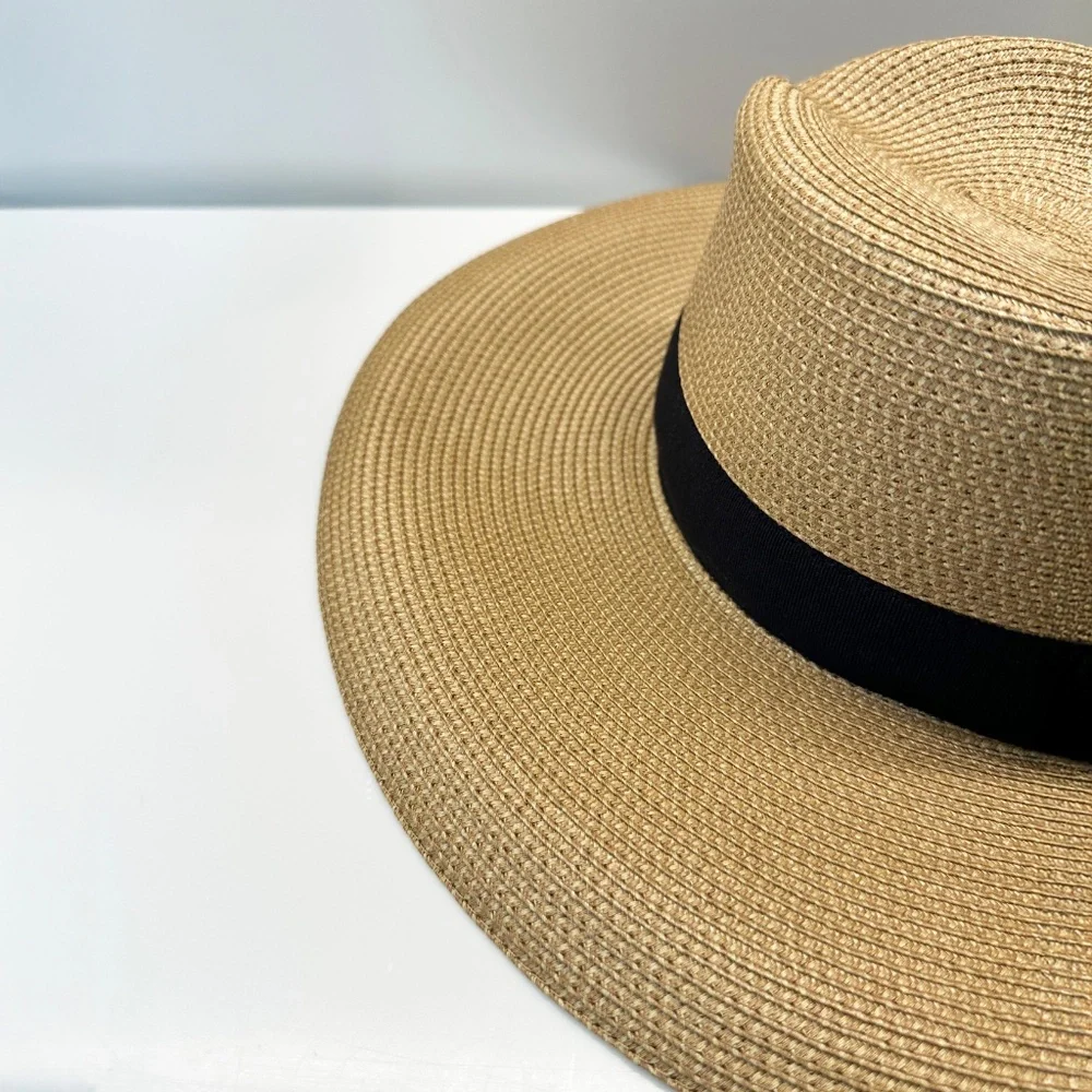 Eric Javits Wide-Brim Straw Hat with Black Band - Picture 5 of 8